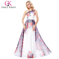 Grace Karin One Shoulder Chiffon Flower Pattern Long Prom Festa Vestido 7 Tamanho US 4 ~ 16 GK000134-1